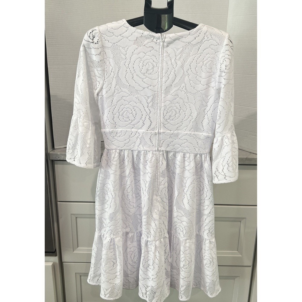 Lilly Pulitzer Cecilia White Floral Lace Graduation Dress Sz 10 VNeck 3/4 Sleeve - Picture 5 of 8